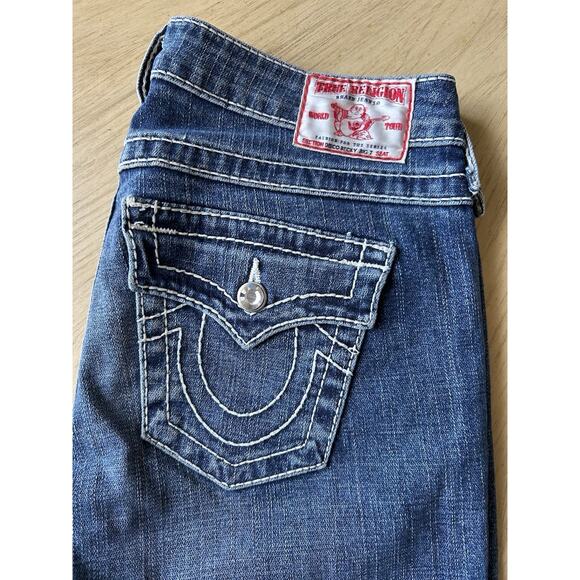 True Religion Distressed Jeans Sz 26 Bling Pockets Cowgirl Western Rodeo Y2K - Picture 6 of 14